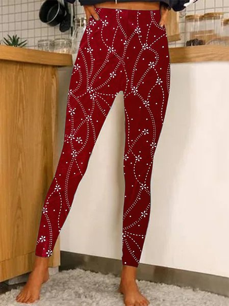 Christmas Knitted Casual Legging, Red, Leggings