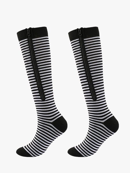 

Contrast Butterfly Stripe Plain Leggings Compression Support Socks, Socks