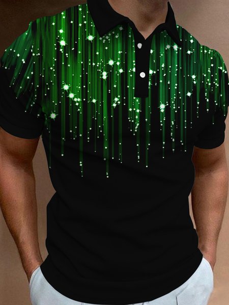 

Regular Fit Regular Sleeve Printing Casual Polo Shirt, Green, Polos