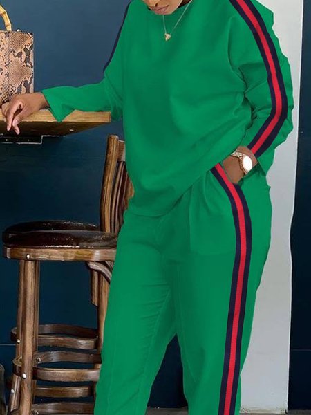 

Crew Neck Long Sleeve Regular Fit Casual T-Shirt, Green, Tees