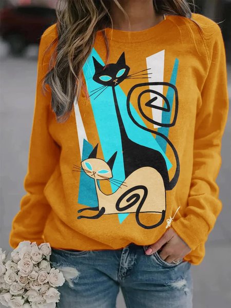 

Regular Fit Casual Animal Sweatshirt, Yellow, Sweatshirts & Hoodies
