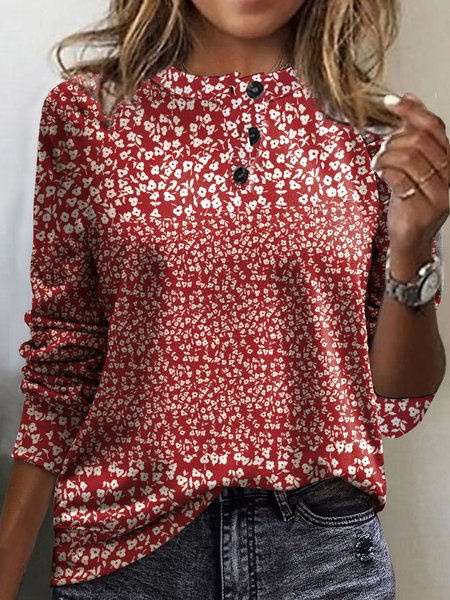 

Small Floral Crew Neck Casual Sweatshirt, Red, Sweatshirts & Hoodies