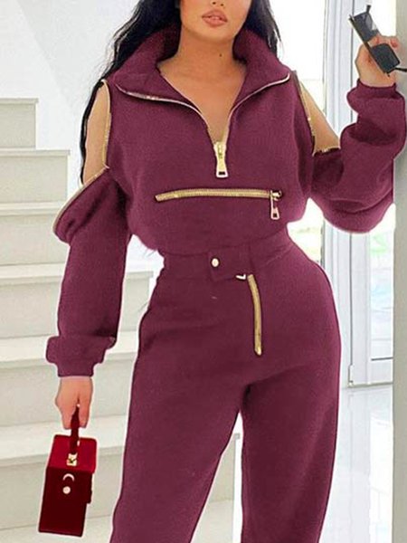 

Loose Urban Shawl Collar Plain Sweatshirt, Crimson, Hoodies and Sweatshirts
