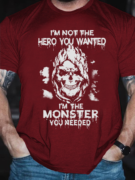 

Men's Skull Monsters Street Text Letters Casual Cotton T-Shirt, Red, T-shirts