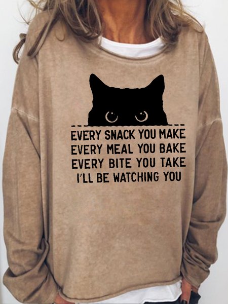 

Women's Every snack you make I'll be watching you Funny cat Sweatshirt, Light brown, Hoodies&Sweatshirts