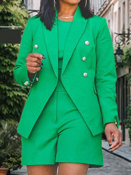 

Loose Lightweight Lapel Collar Long Sleeve Urban Blazer, Green, Blazers