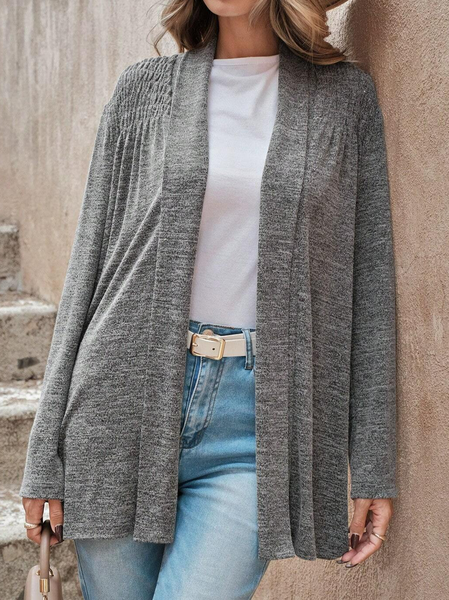 

Casual Plain Loose V Neck Kimono, Gray, Cardigans