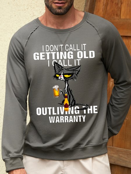 

Men’s I Don't Callit Getting Old i Call It Outliving The Warranty Letter Pattern Cotton-Blend Casual Loose Sweatshirt, Gray, Hoodies&Sweatshirts