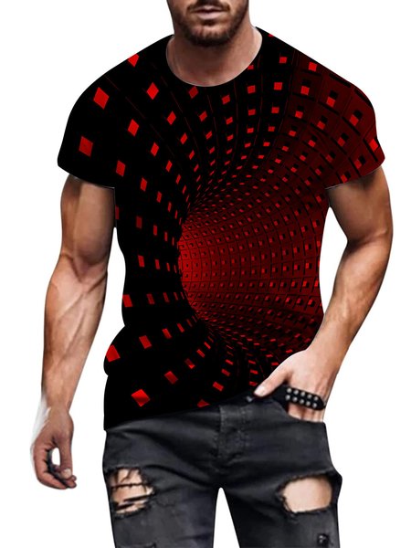

Crew Neck Casual T-Shirt, Red, T-Shirts