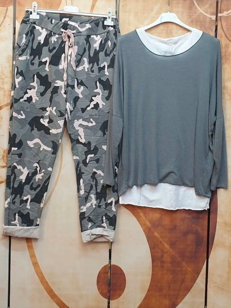 

Color Block Casual Two-Piece Set, Gray, Suit Set