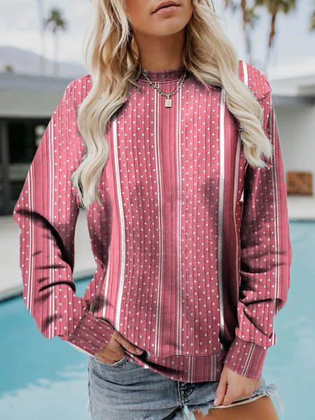 

Casual Loose Crew Neck Geometric Sweatshirt, Pink, Sweatshirts & Hoodies