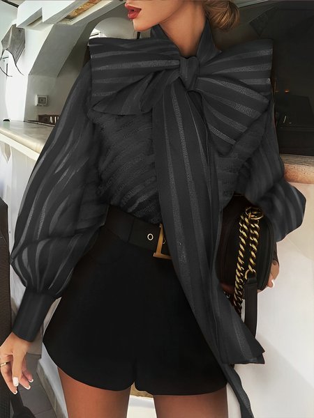 

Long Sleeve Others Regular Fit Elegant Blouse, Black, Blouses and Shirts
