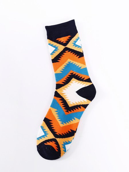 

Burrito Geometric Abstraction Western Cactus Pineapple Contrasting Fun Socks, Color5, Socks