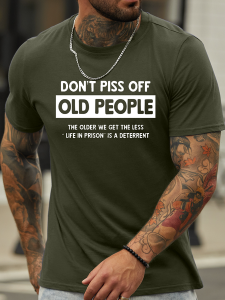 

Men's Don't Annoy The Old Man Tee For Grandpa Shirt Irony Tee Retirement Funny Shirt, Green, T-shirts
