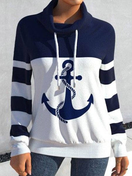 

Color Block Turtleneck Casual Sweatshirt, Dark blue, Sweatshirts & Hoodies