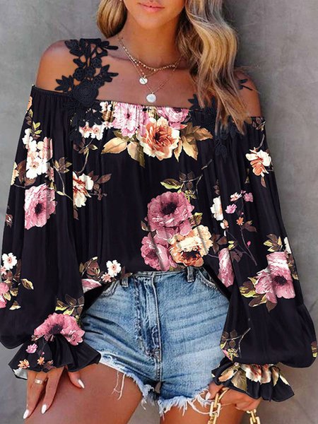 

Casual Floral Regular Fit Shirt, Black, Shirts & Blouses
