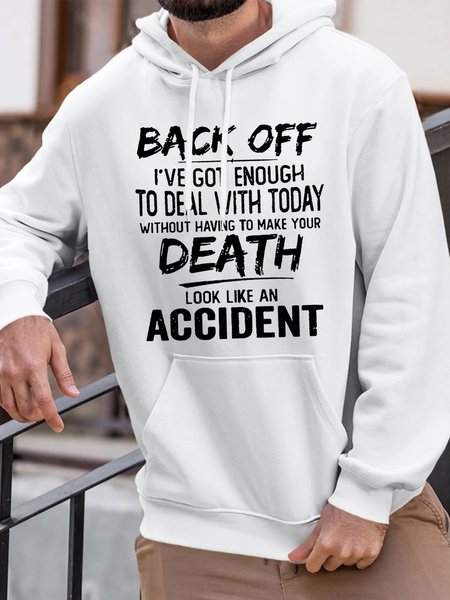 

Men’s Humor And Irony Loose Casual Hoodie, White, Hoodies&Sweatshirts