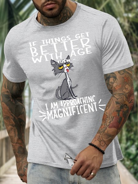 

Men’s If Things Get Better With Age Then I Am Approachinc Magnificent Text Letters Casual Cotton T-Shirt, Light gray, T-shirts