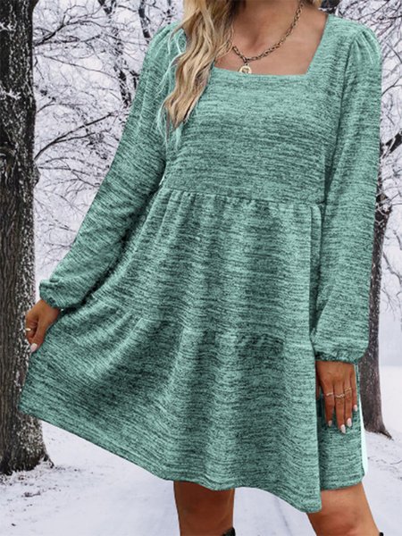 

Casual Plain Crew Neck Dress, Green, Dresses