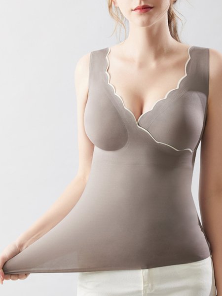 

Women's Breathable Comfortable Contrasting Color Seamless Bra, Coffee, Crop Bras