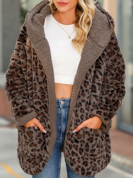 

Casual Leopard Teddy Jacket, Coats