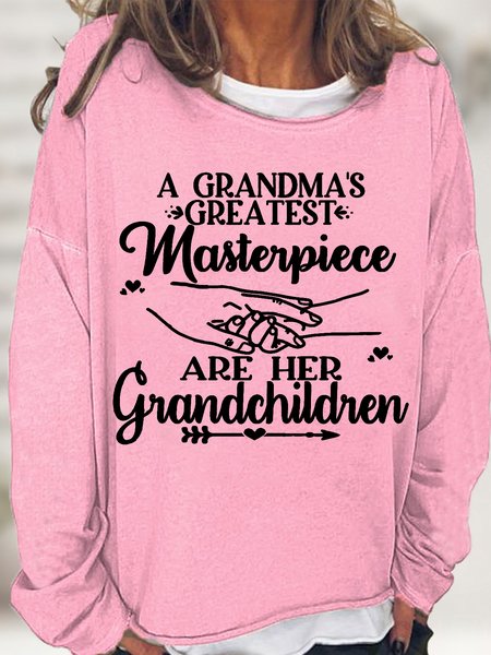 

Women's A grandma's greatest masterpiece are her grandchildren Casual Crew Neck Sweatshirt, Pink, Hoodies&Sweatshirts