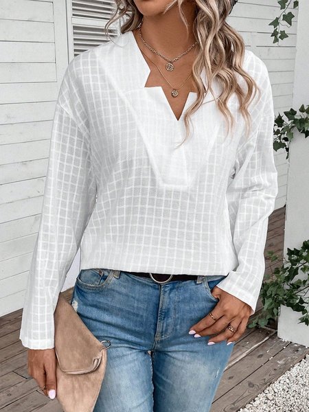 

Plain Casual Loose Shirt, White, Shirts & Blouses