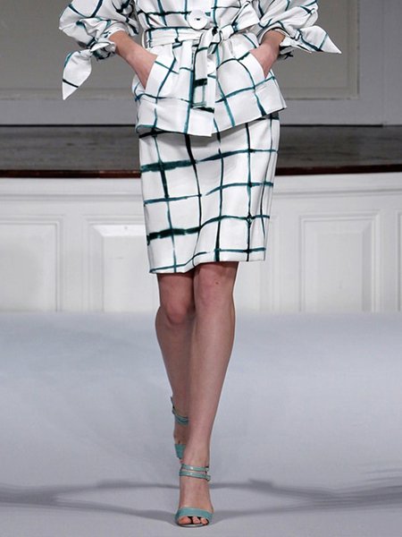 

Midi Urban Regular Fit Plaid Skirt, Green, Skirts
