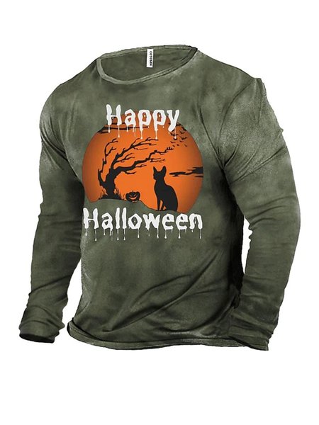

Party Halloween Loose Crew Neck Long Sleeve T-Shirt, Color17, Long Sleeves