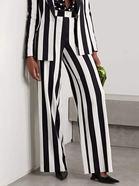 

Urban Striped Regular Fit Fashion Pants, Black-white, Pants