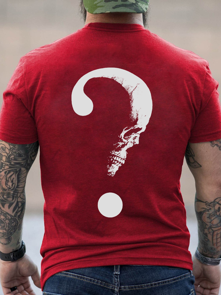 

Men's Skull Cotton Casual T-Shirt, Red, T-shirts