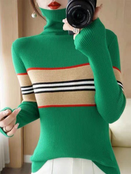 

Tight Urban Plaid Long Sleeve Sweater, Green, Sweaters