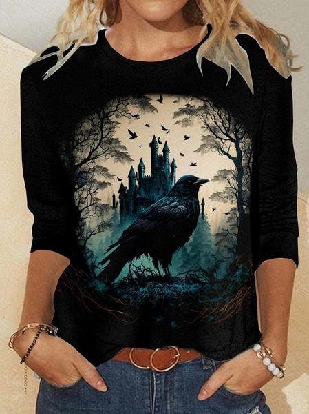 

Women's Regular Fit Casual Halloween Shirt, Black, Long sleeves