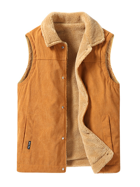

Plain Regular Fit Casual Vest, Caramel, Vests & Gilets