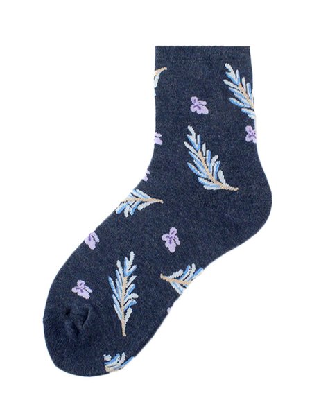 

1pair Plants Casual Mid-calf Socks, Color6, Socks