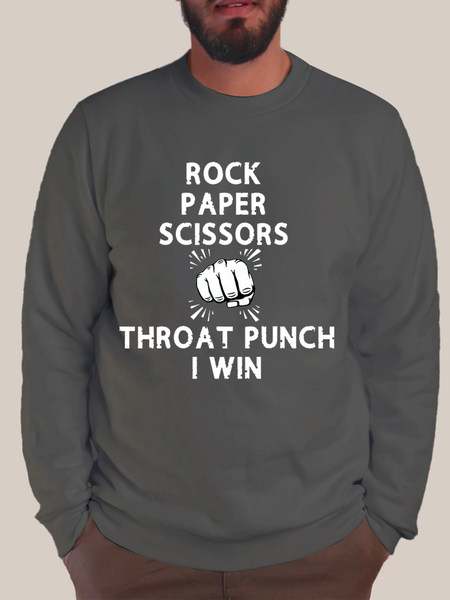 

Men's rock paper scissors throat punch i winrock paper scissors throat punch i win Casual Loose Sweatshirt, Gray, Hoodies&Sweatshirts