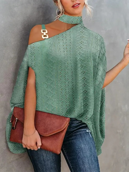 

Casual Crew Neck Loose Plain Shirt, Green, Shirts & Blouses