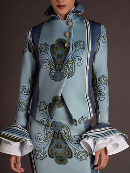 

Long Sleeve Urban Regular Fit Floral Jacket, Blue, Blazers