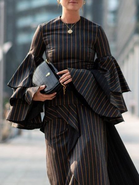 

Crew Neck Regular Fit Elegant Shirt, Black, Blouses and Shirts