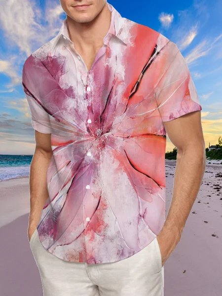

Ombre Casual Chemical Fiber Blend Shirt Boho Vacation Men's Clothing, Pink, Shirts ＆ Blouse