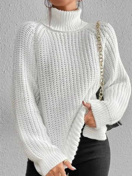 

Casual Plain Turtleneck Wool/Knitting Sweater, White, Sweaters & Cardigans