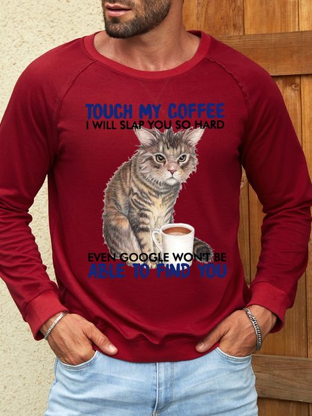 

Men’s Cat Casual Loose Sweatshirt, Red, Hoodies&Sweatshirts