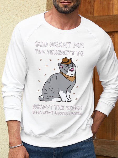 

Men’s Cat Casual Animal Crew Neck Sweatshirt, White, Hoodies&Sweatshirts