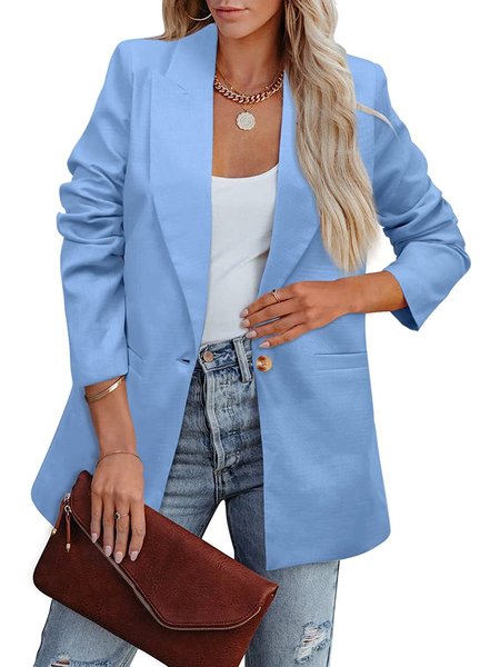

Women's Urban Casual Plain Simple Blazer Commuting Daily Clothing, Blue, Blazers
