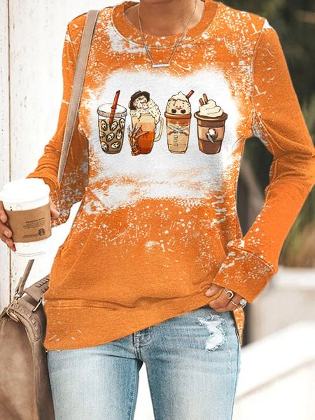 

Knitted Loose Halloween Casual Shirt, Orange, Shirts & Blouses