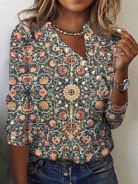 

Casual Ethnic Loose Asymmetrical T-Shirt, Green, T-Shirts