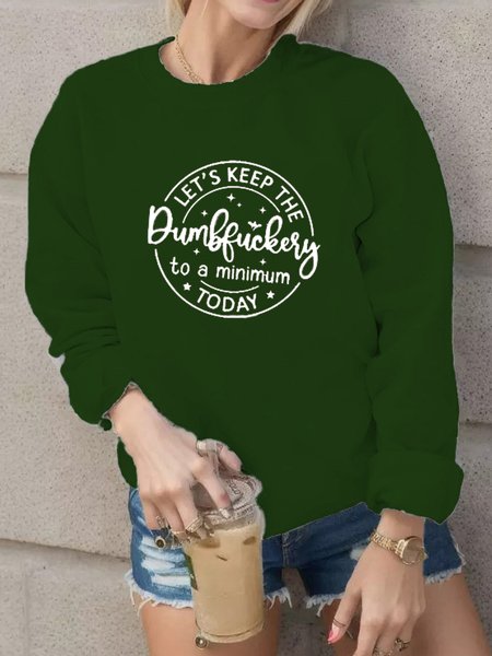 

Casual Crew Neck Text Letters Regular Fit Sweatshirt, Green, Sweatshirts & Hoodies