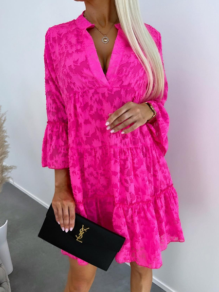 

Casual Plain Regular Fit Dress, Rose red, Dresses