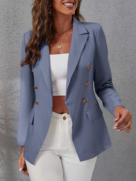 

Casual Barbie Pink Button Lightweight Suit Coat Ladies Urban Daily Clothing, Gray, Blazers