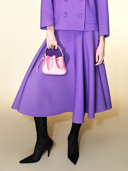 

Loose Plain Urban Midi Skirt, Purple, Skirts